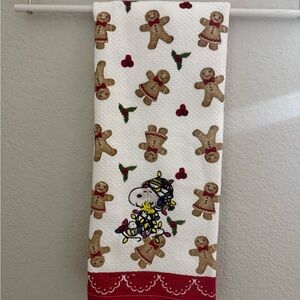 Snoopy Festive Kitchen Towel with Gingerbread with Embroidered Snoopy Design